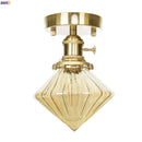 Axyaa Vintage Nordic Glass Ball Ceiling Light Fixture Copper LED Lamp