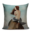 Axyaa Mermaid Pillowcase Ocean Style Cushion Cover 45x45cm Square Home Decor