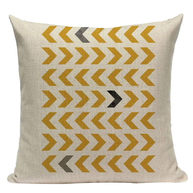 Nordic Geometric Deer Cushion Cover - Axyaa Yellow Heart Throw Pillow Case