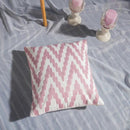 Pink Geometric Embroidered Cushion Cover by Axyaa - 45x45cm Cotton Pillow Case