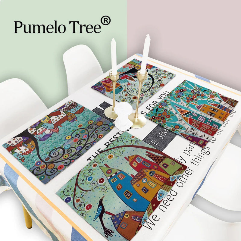 Axyaa Nordic Flower Placemats Set of 4