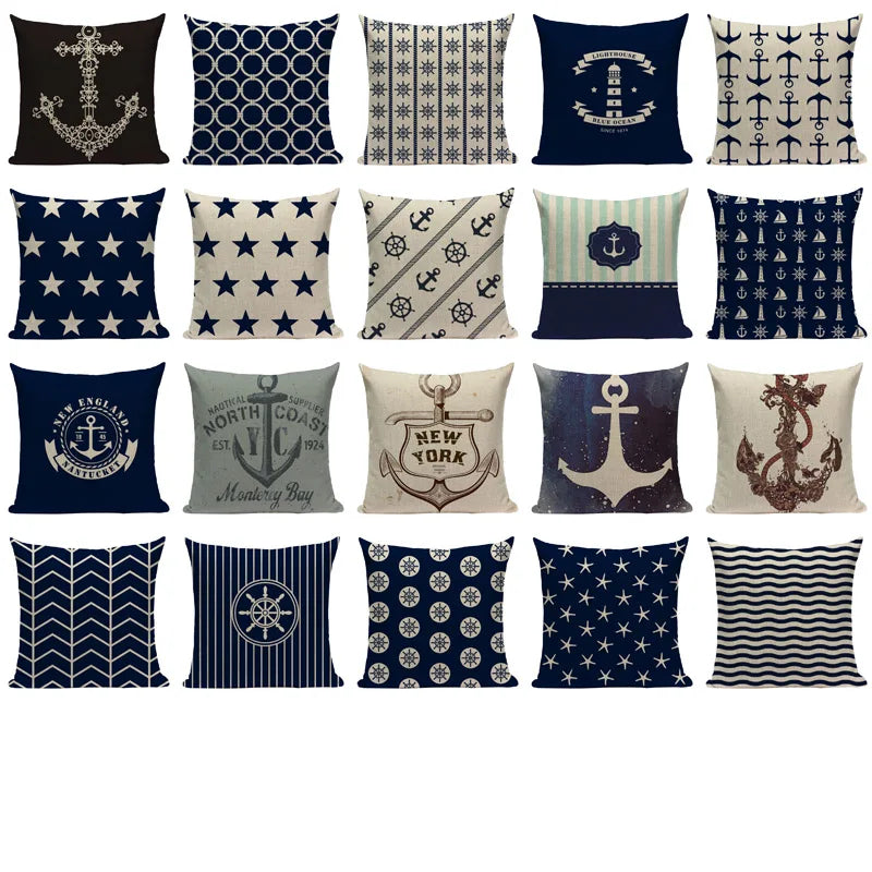 Nautical Anchor Velvet Throw Pillows for Home & Car Decor by Axyaa