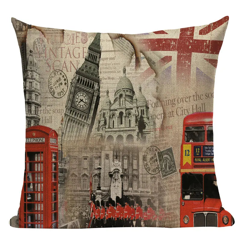 Axyaa London Bridge Paris Eiffel Tower Decorative Printed Throw Pillows