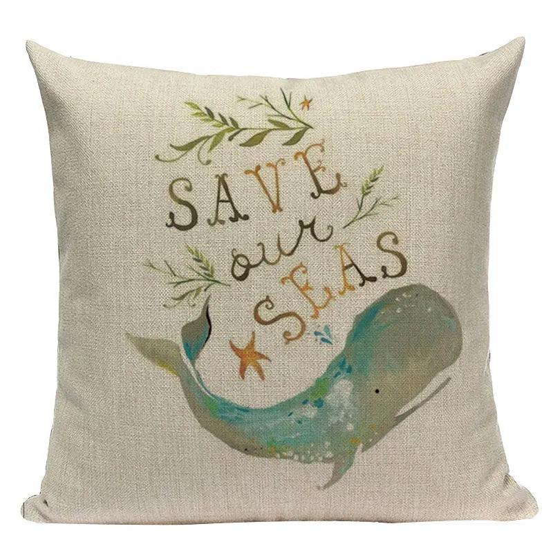 Colorful Fish Pattern Linen Cushion Cover by Axyaa
