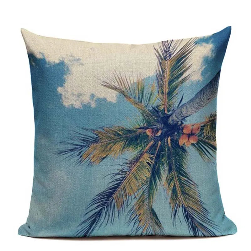 Axyaa Tropic Tree Green Cushion Cover - Summer Style Decorative Pillow for Sofa