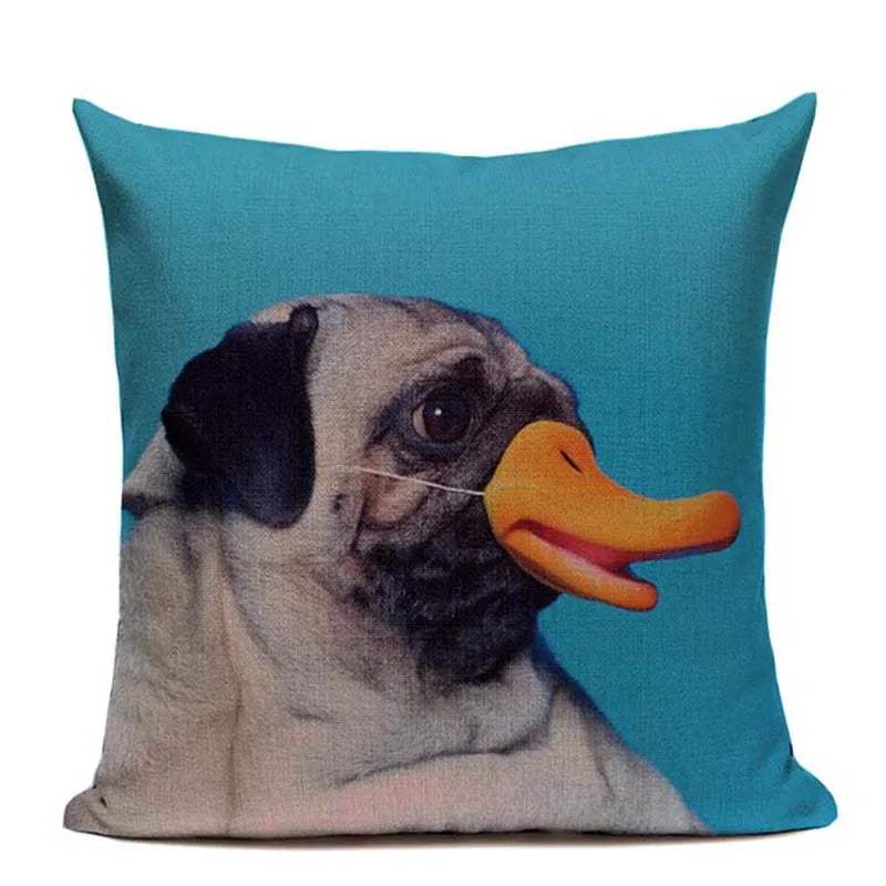 Axyaa Pug Dog Square Cushion Cover 45x45cm Home Decor