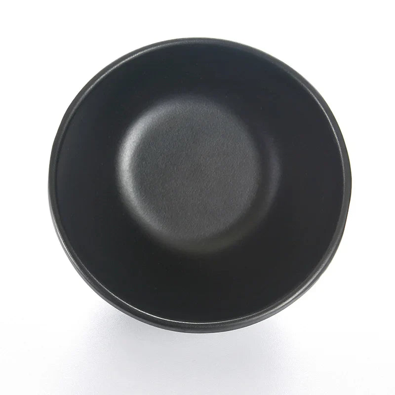 Axya Black Melamine Salad Bowl Set - Japanese Korean Tableware for Hot Pot & Buffet