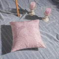 Pink Geometric Embroidered Cushion Cover by Axyaa - 45x45cm Cotton Pillow Case