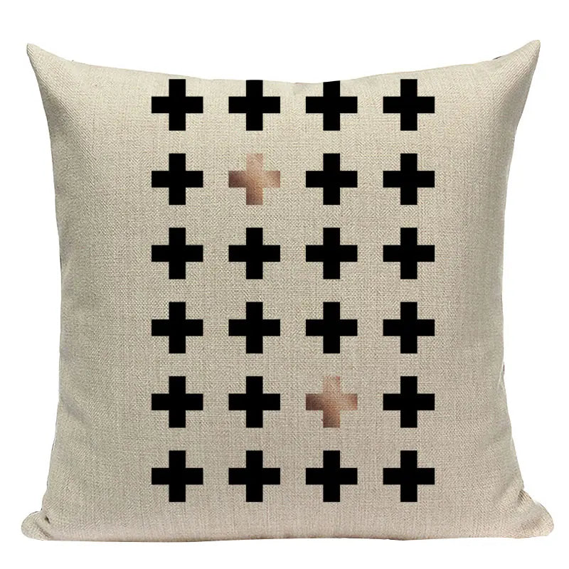 Axyaa Striped Geometric Cushion Cover 45x45cm in Black, Blue