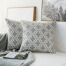 Axyaa Grey Geometric Embroidered Cotton Canvas Pillow Cover 45x45cm