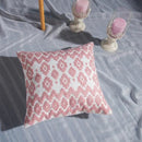 Pink Geometric Embroidered Cushion Cover by Axyaa - 45x45cm Cotton Pillow Case
