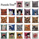 Axyaa Japanese Print Linen Cushion Covers - Fuji Kimono Girl Sea Theme