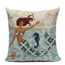 Axyaa Mermaid Pillowcase Ocean Style Cushion Cover 45x45cm Square Home Decor