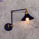 Axyaa Loft Industrial Wall Light Black Swing Arm Vintage LED Edison Wall Lamp