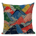 Axyaa Ukiyo Style Fuji Mountain Throw Pillow Cover