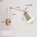 Axyaa Modern Nordic Wooden LED Swing Arm Wall Lamp Fixtures for Living Room & Bathroom