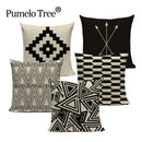 Axyaa Geometric Linen Cushion Cover 45x45cm - High Quality Decor Pillow
