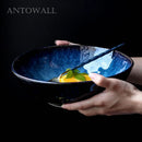 Axya Dim Blue Ceramic Soup Ramen Bowl - Elegant Tableware for Western Food