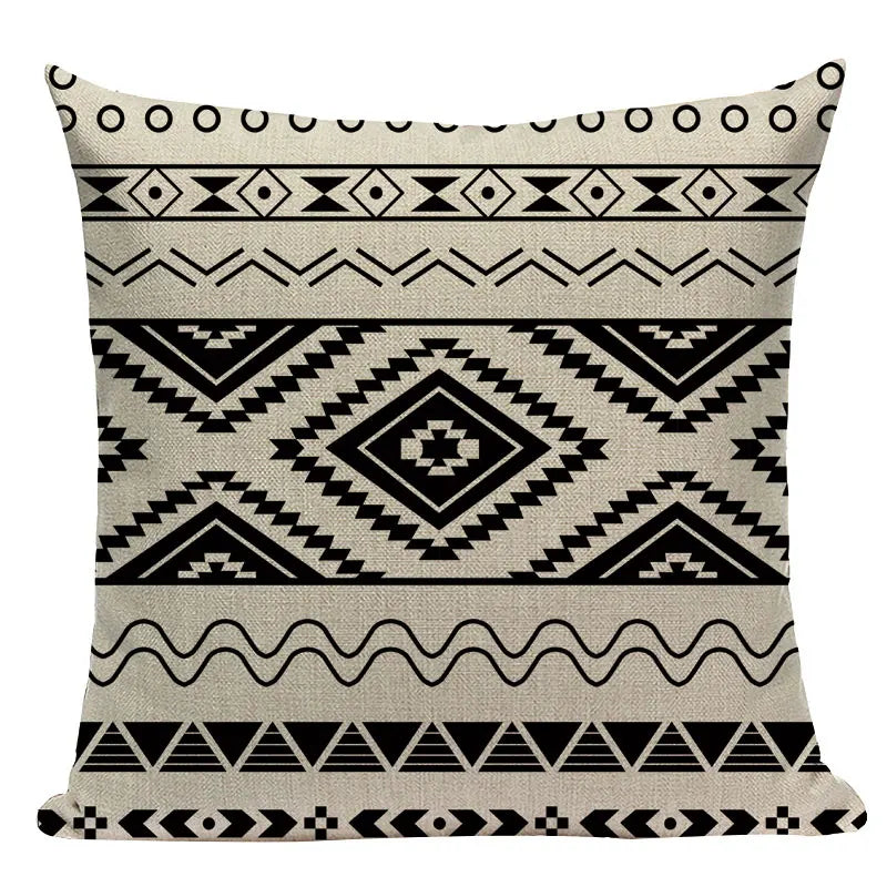 Axyaa Boho Plaid Stripes Pillow Cover 45x45cm Sofa Chair Custom Print Square