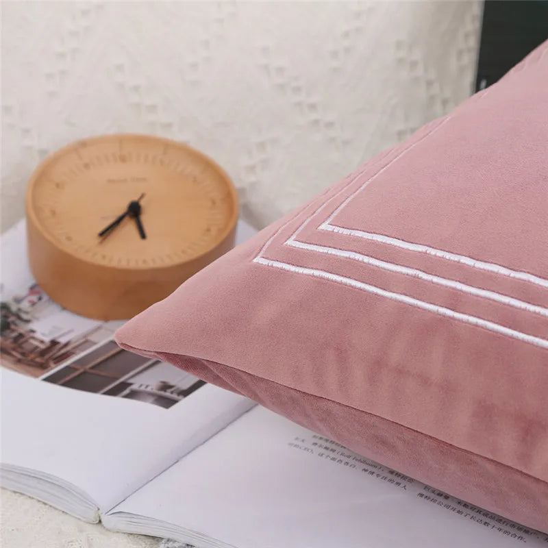 Axyaa Velvet Embroidery Cushion Cover | Home Decor Pillow Case 45x45cm