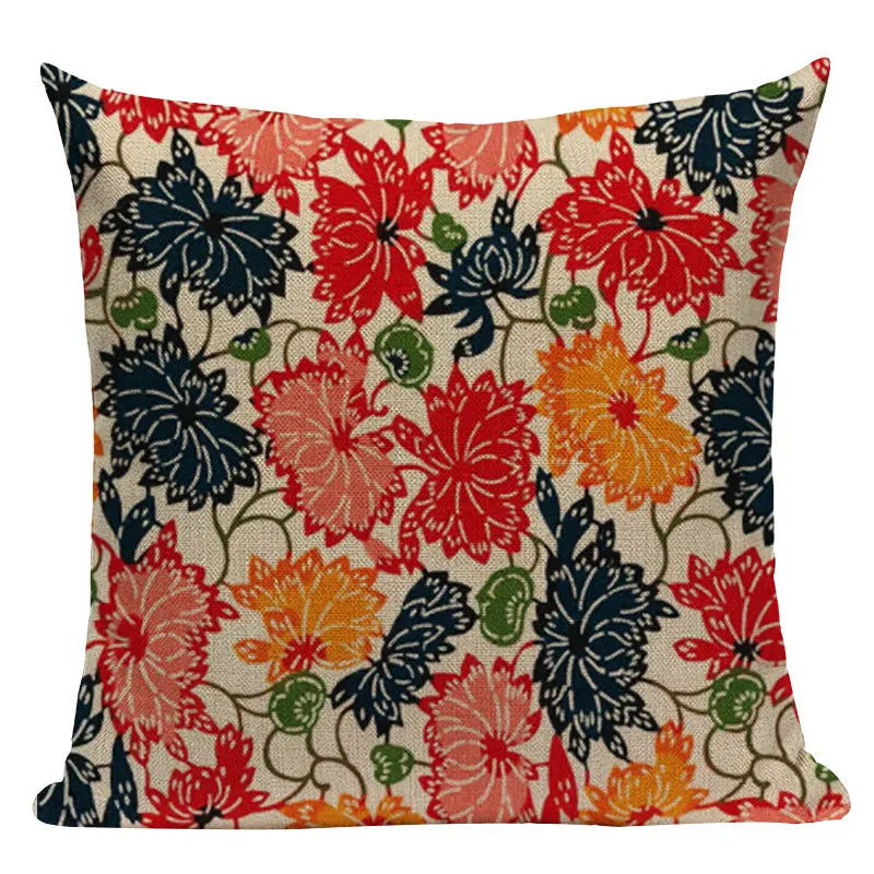 Axyaa Japanese Style Decorative Cushion Covers- Crane Fish Design for Home Decor