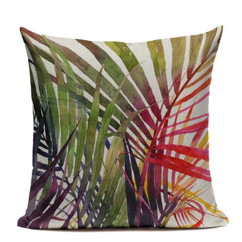 Axyaa Tropic Tree Green Cushion Cover - Summer Style Decorative Pillow for Sofa