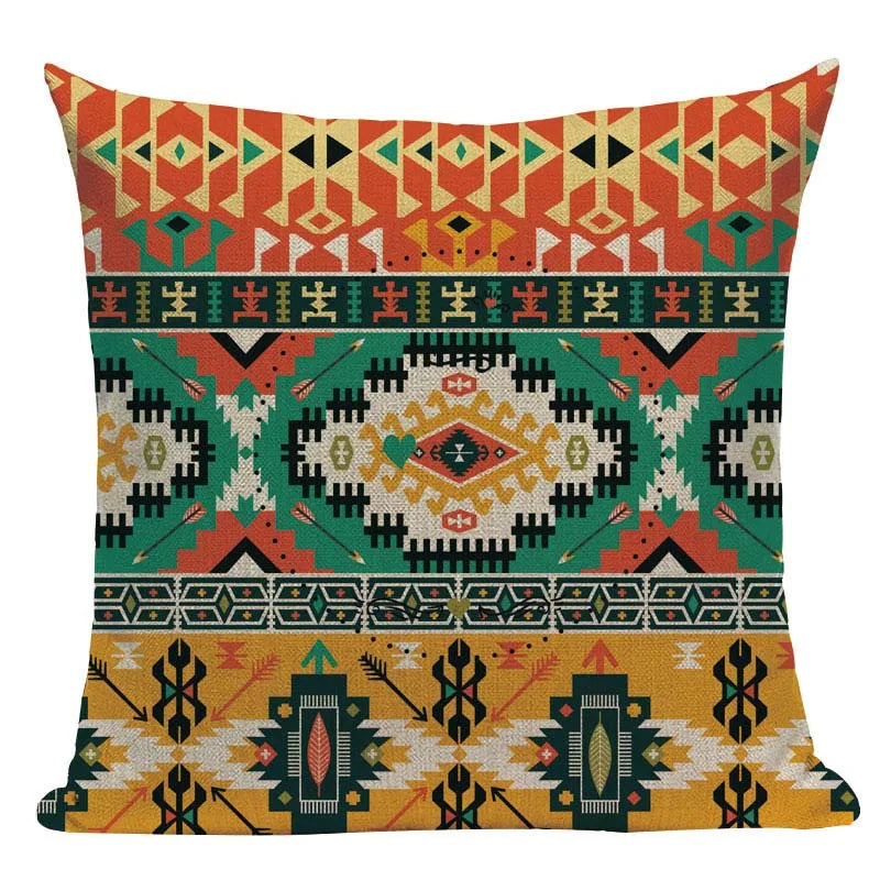 Axyaa Boho Plaid Stripes Pillow Cover 45x45cm Sofa Chair Custom Print Square