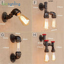 Axyaa Retro Iron Industrial Water Pipe Wall Light, Vintage Style Sconces