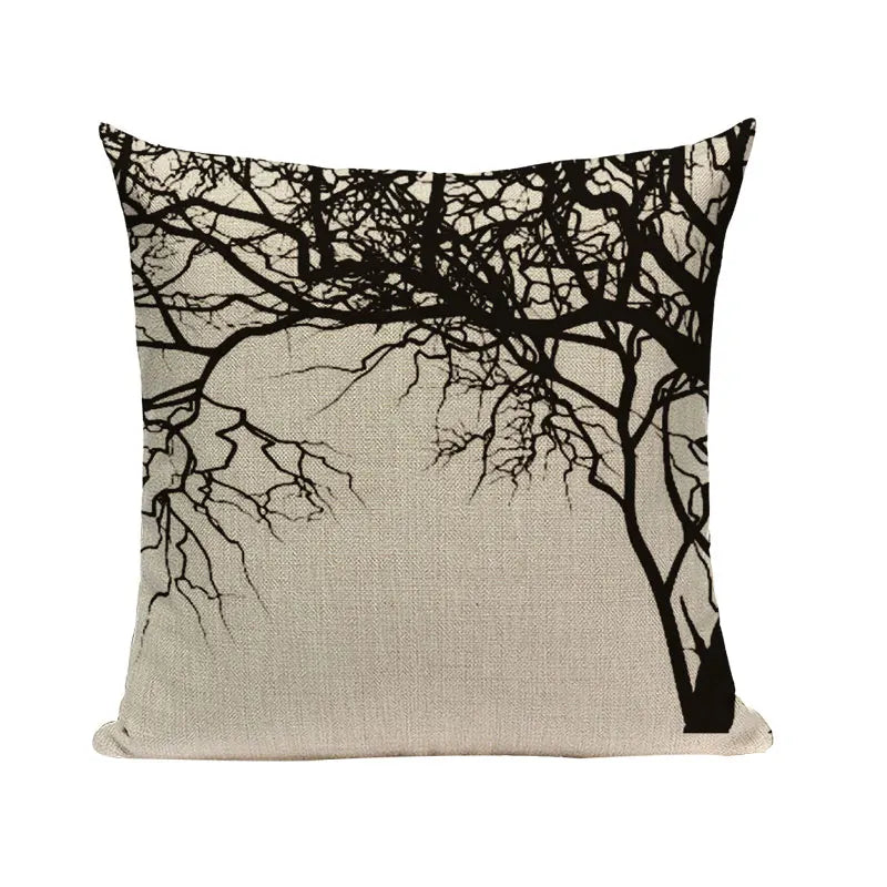 Axyaa Woven Flower Tree Cushion Cover - Black & White Decorative Pillowcase