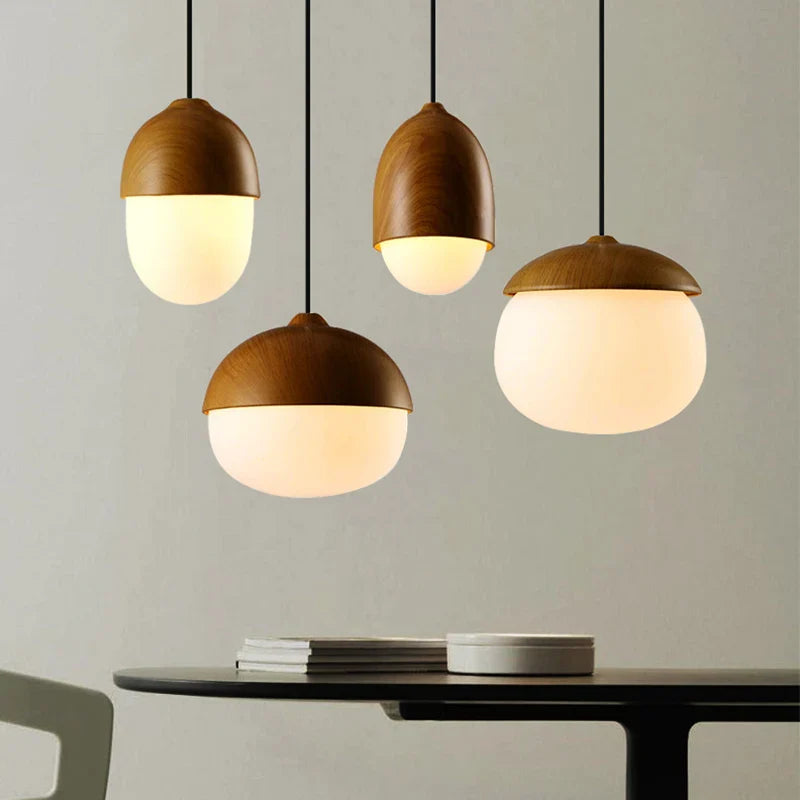 Axyaa Nordic Nuts Pendant Lamp with Imitation Wood Design