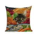 Square Cat Pillow Covers by Axyaa: Cute Cartoon Print Sofa Throw Pillow Cover