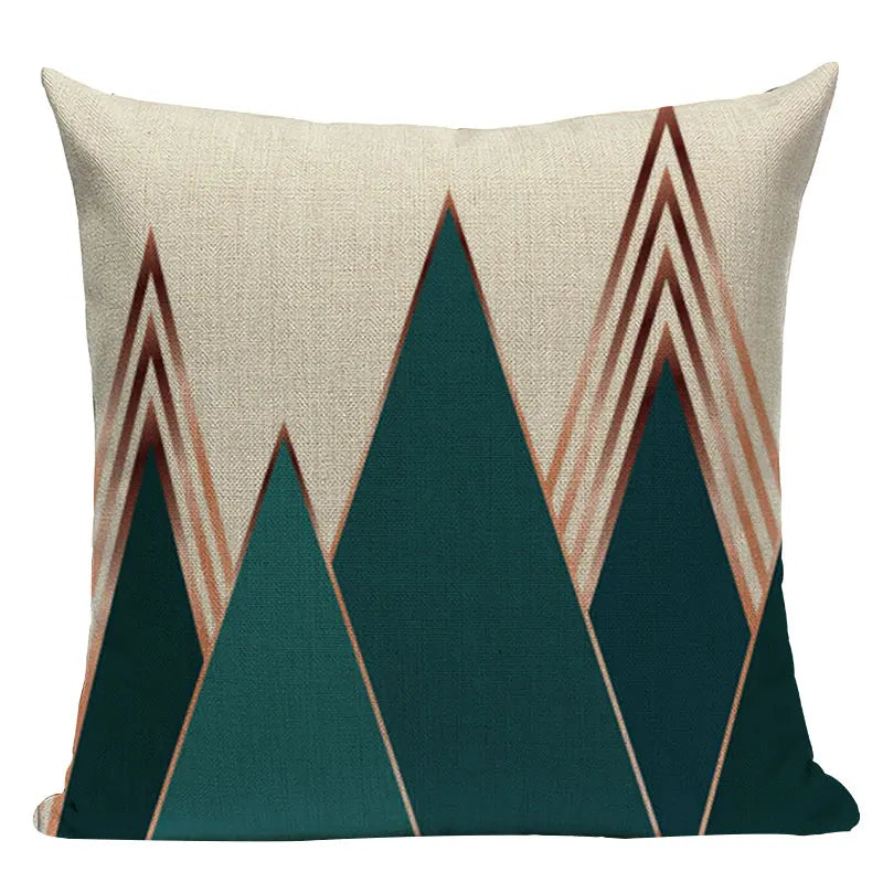 Axyaa Farmhouse Geometric Cushion Covers in Green and White