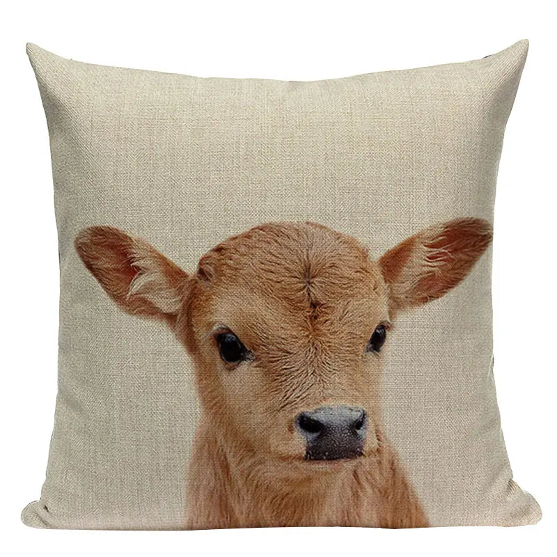 Axyaa Deer Print Cushion Cover 45x45cm Sofa Car Decor Pillow