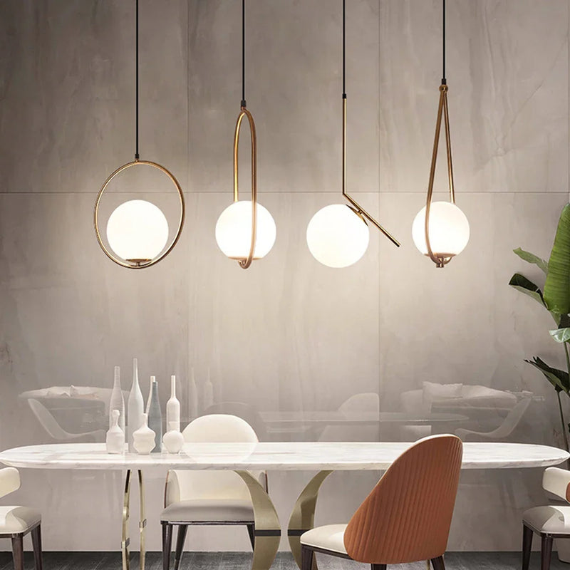 Axyaa Nordic White Glass Ball Pendant Lights for Dining & Bar