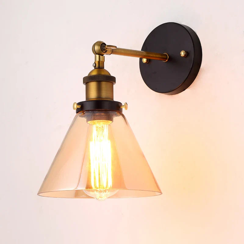 Axyaa Vintage Industrial Edison Copper Wall Lamp, Clear Glass Lampshade, 110V 220V Bedroom Lighting