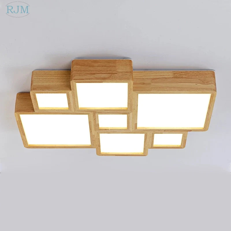 Axyaa Solid Wood Ceiling Lamp: Nordic Simple LED Lights for Home Living Room Bedroom