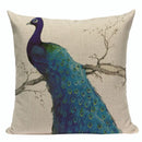 Axyaa Velvet Peacock Print Cushion Cover - Simple Linen Home Decor
