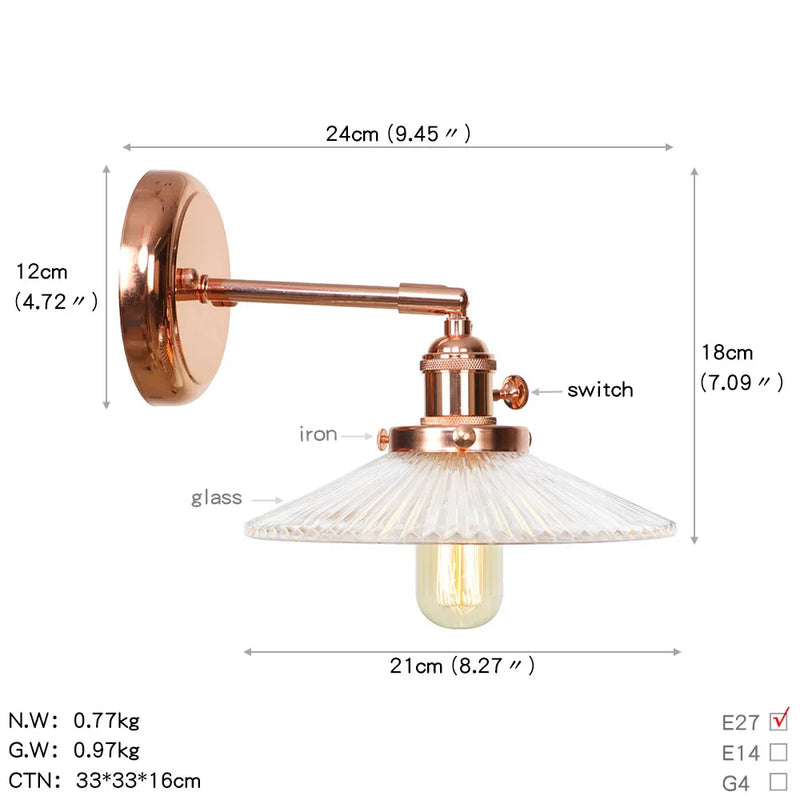 Axyaa Nordic Rose Gold Wall Lamp LED Sconce for Bedroom Bathroom Mirror