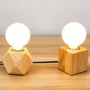 Axyaa Wooden Polyhedron Table Lamp with EU Plug & E27 Bulb Socket