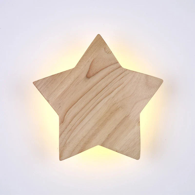Axyaa Star Wood Wall Lamp - Modern Living Room Bedroom Light
