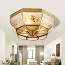 Axyaa Copper Ceiling Light with Glass Lampshade for Bedroom and Study Room