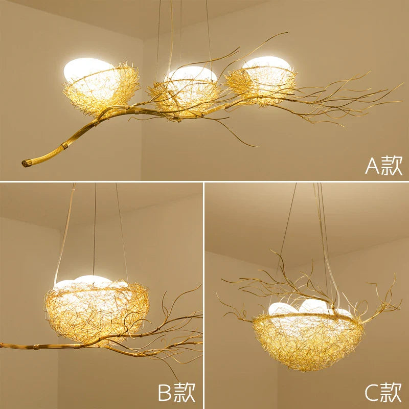 Axyaa Nordic Bird's Nest LED Chandelier - Romantic Cafe & Restaurant Lighting