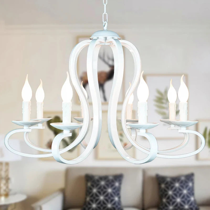 Axyaa White/Black Iron Country Chandelier with Modern Style