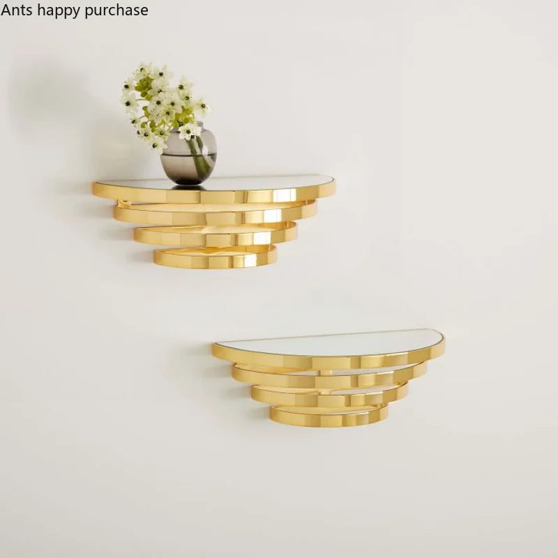 Axya Gold Glass Mirror Wall Shelf Nordic Style Creative Decoration