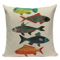 Colorful Fish Pattern Linen Cushion Cover by Axyaa