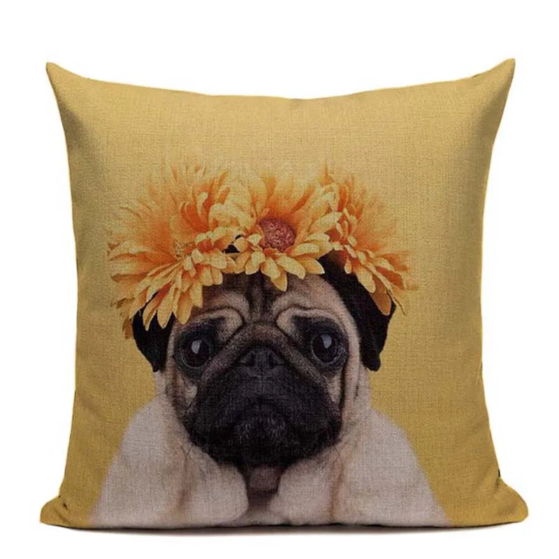 Axyaa Pug Dog Square Cushion Cover 45x45cm Home Decor