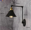 Axyaa Loft Industrial Wall Light Black Swing Arm Vintage LED Edison Wall Lamp