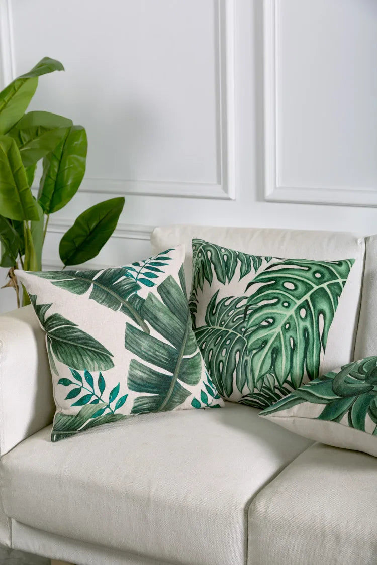 Axyaa Tropical Palm Leaf Cushion Cover 45x45cm