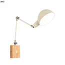 Axyaa Modern Nordic Wooden LED Swing Arm Wall Lamp Fixtures for Living Room & Bathroom