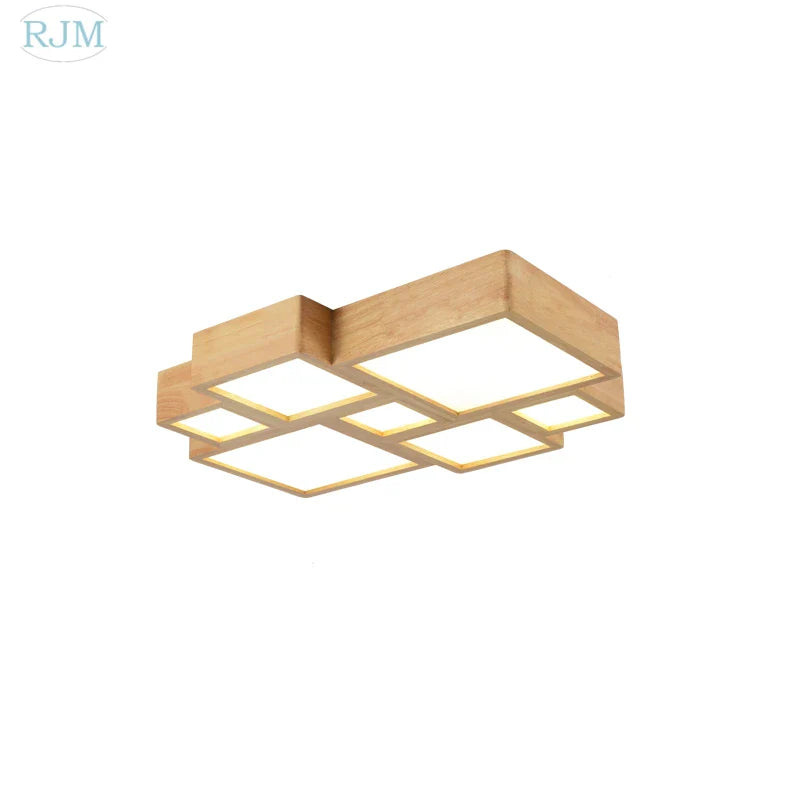 Axyaa Solid Wood Ceiling Lamp: Nordic Simple LED Lights for Home Living Room Bedroom